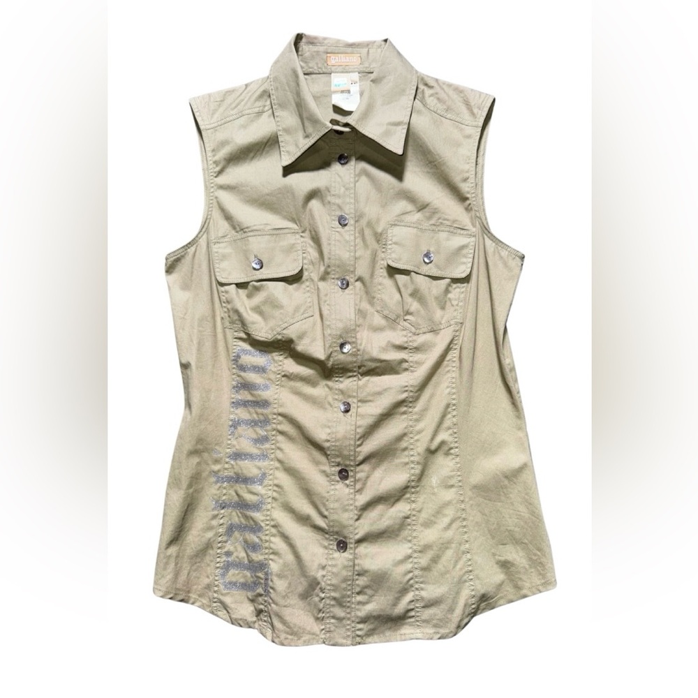 Galliano Khaki Sleeveless Top